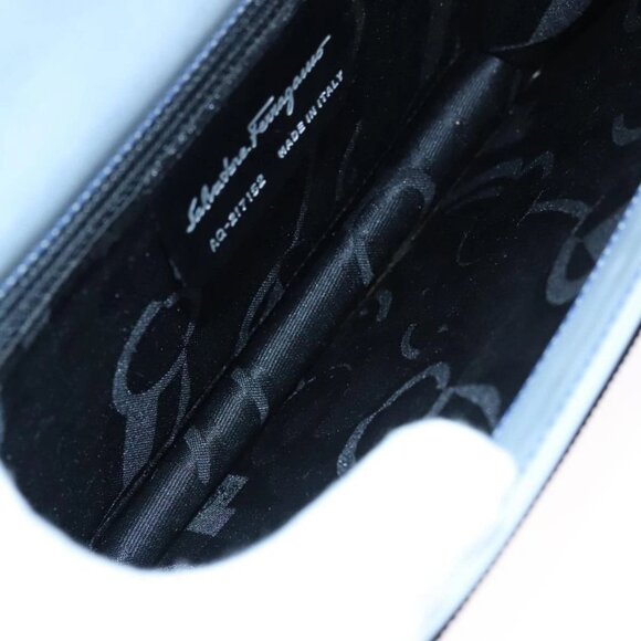 Salvatore Ferragamo Gancini Shoulder Bag Patent Leather Blue Silver Auth 103861 - Picture 11 of 16